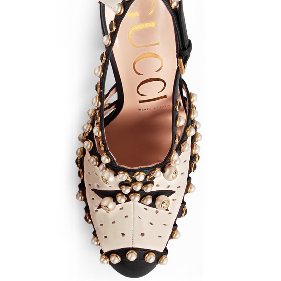 NWT Gucci Tracy 100mm Pearl Studded Pump sz 38 - Picture 2 of 8